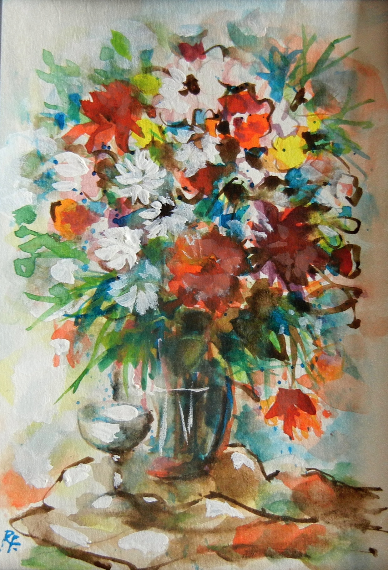 Kytice: Květiny a pohár